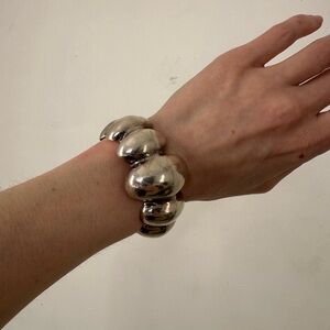 Vintage Sterling Mexican Modernist 925 Silver Chunky Cuff Bracelet